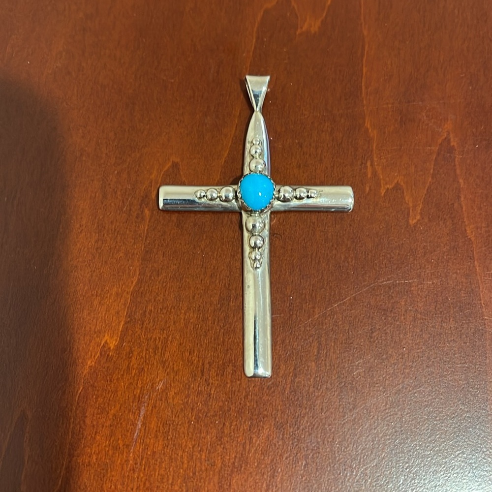 *Price Firm* Navajo Sterling and Turquoise Cross Pendant